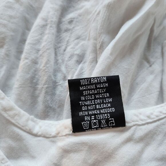 Sleeveless Seven Islands Midi Summer/Vacation Dress White Rayon Froral Front - Picture 9 of 10